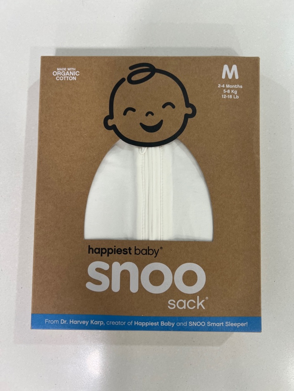 Happiest Baby Snoo Sack Baby Sleep Sack in White - Medium (12-18lbs)